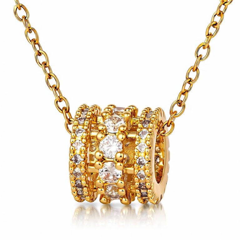 18K gold plated stainless steel necklace with cubic zirconia pendant