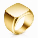 18K gold plated stainless steel sized ring on white background