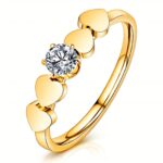 18K gold plated stainless steel hearts ring front view