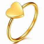 18K gold plated stainless steel heart ring close-up