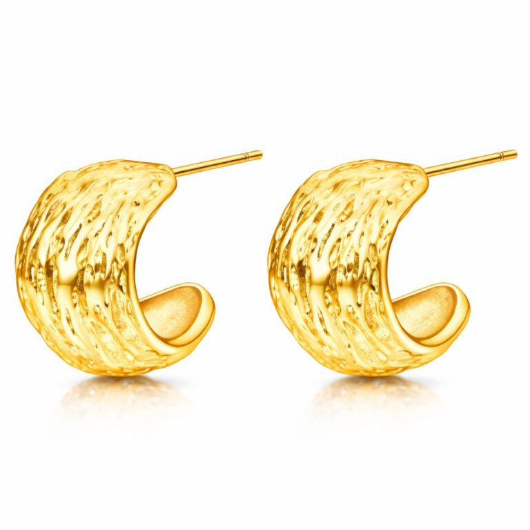 18K gold plated stainless steel stud earrings front view