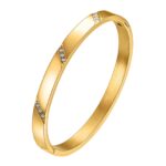 18K gold plated stainless steel bracelet with cubic zirconia on wrist