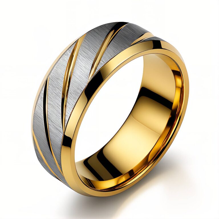 18K gold plated stainless steel sized ring front view