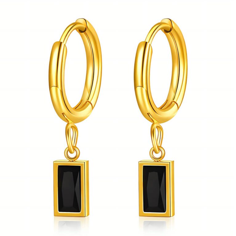 18K gold plated stainless steel Congo earrings front view