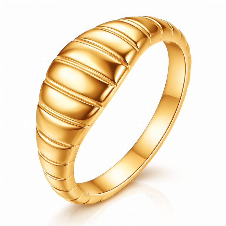 18K gold plated stainless steel sized ring close-up