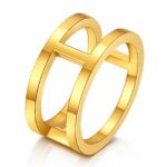 18K gold plated stainless steel sized ring angled view