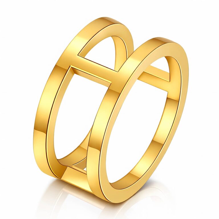 18K gold plated stainless steel sized ring angled view