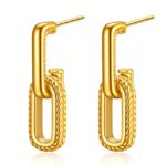 18K gold plated stainless steel stud earrings front view