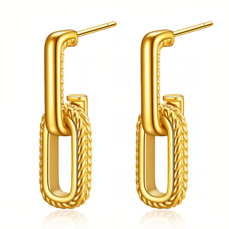 18K gold plated stainless steel stud earrings front view