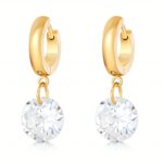 18K gold plated stainless steel earrings with cubic zirconia front view