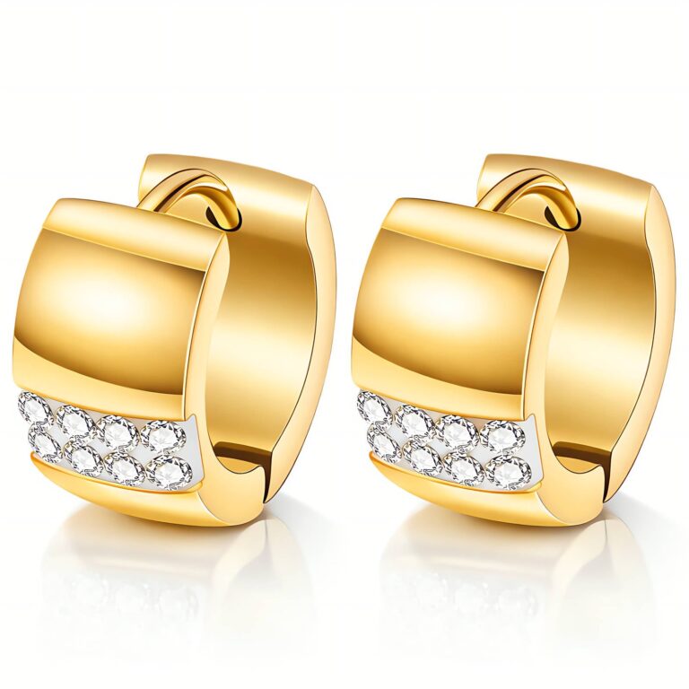 18K gold plated stainless steel earrings front view