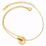 18K gold plated stainless steel bracelet with cubic zirconia close-up