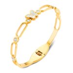 18K gold plated butterfly bracelet with cubic zirconia on stainless steel