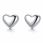 close-up of stainless steel heart stud earrings