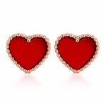 Close-up of 18K gold plated stainless steel heart stud earring