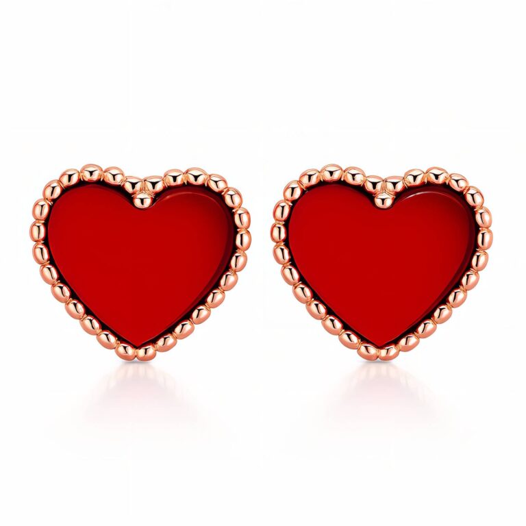 Close-up of 18K gold plated stainless steel heart stud earring