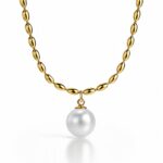 18K gold plated stainless steel necklace with pearl pendant