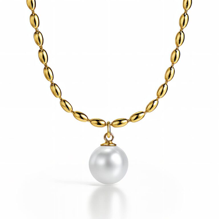 18K gold plated stainless steel necklace with pearl pendant