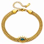 18K gold plated evil eye bracelet with cubic zirconia on wrist
