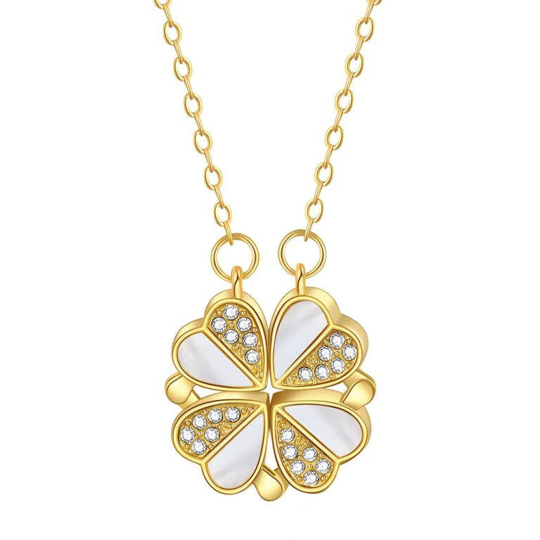 18K gold plated stainless steel necklace with cubic zirconia pendants