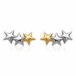 18K gold plated star stud earrings on white background