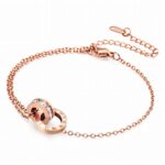 18K gold plated stainless steel anklet with cubic zirconia close-up