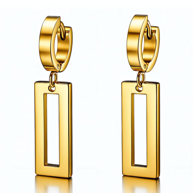 18K gold plated stainless steel earrings front view