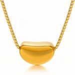 18K gold plated stainless steel necklace with pendant front view