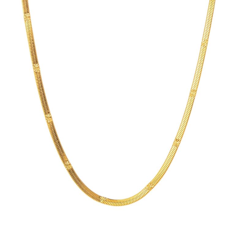 18K gold plated stainless steel necklace front view