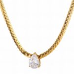 18K gold plated stainless steel necklace with cubic zirconia pendant
