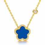 18K gold plated stainless steel flower necklace with cubic zirconia pendant
