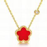 18K gold plated stainless steel necklace with cubic zirconia pendant on white background