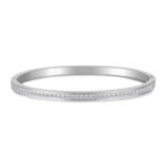 Close-up of stainless steel bracelet with cubic zirconia