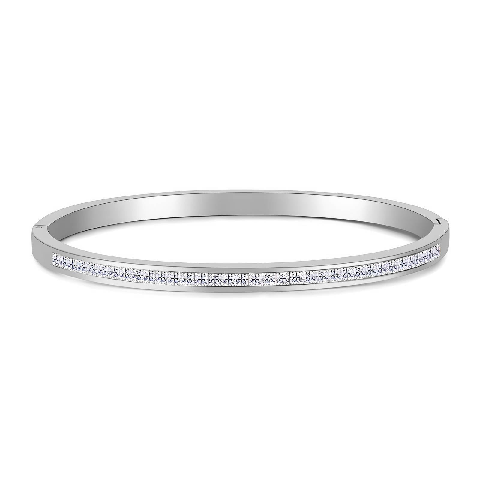 88449-0 Close-up of stainless steel bracelet with cubic zirconia
