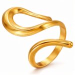 Adjustable 18K gold plated stainless steel ring close-up