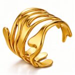 Adjustable 18K gold plated stainless steel ring close-up