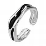 Adjustable stainless steel enamel ring front view