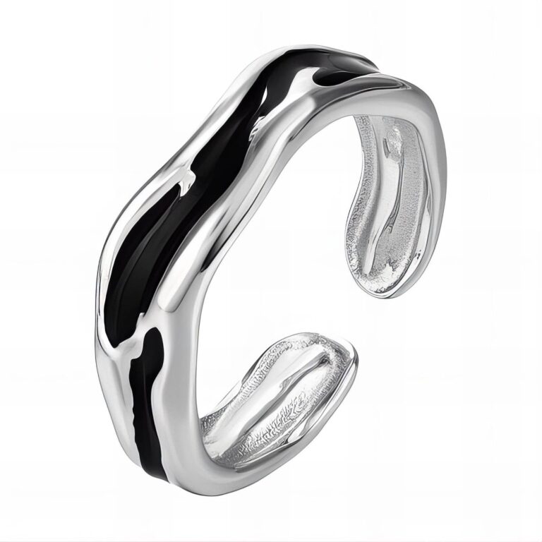 Adjustable stainless steel enamel ring front view