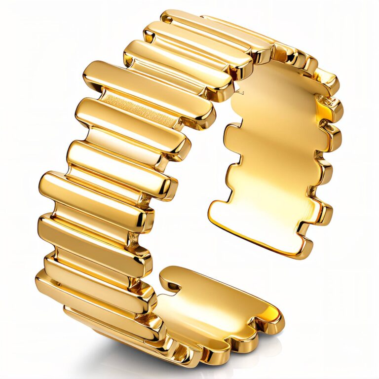 18K gold plated stainless steel sized ring front view