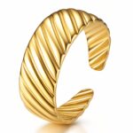 Adjustable 18K gold plated stainless steel ring close-up