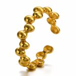 Adjustable 18K gold plated stainless steel ring front view