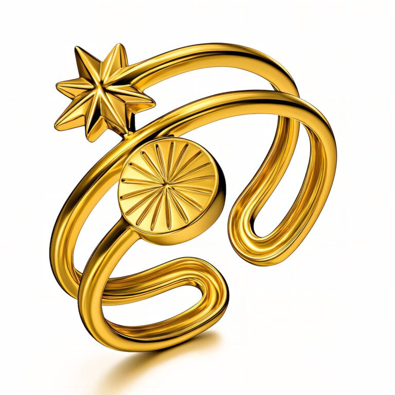 Adjustable flowers ring in 18K gold plated stainless steel