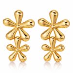 Close-up of 18K gold plated stainless steel flower earrings