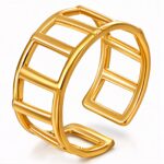 Adjustable 18K gold plated stainless steel ring front view