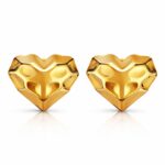 Close-up of 18K gold plated stainless steel heart stud earrings