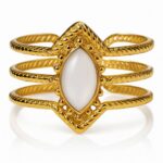 Adjustable 18K gold plated stainless steel ring close-up