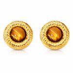 18K gold plated stainless steel flower stud earrings