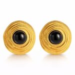 18K gold plated stainless steel stud earrings measuring 1.8 cm