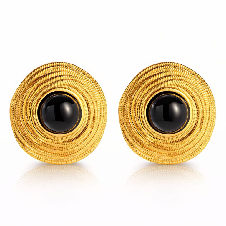 18K gold plated stainless steel stud earrings measuring 1.8 cm