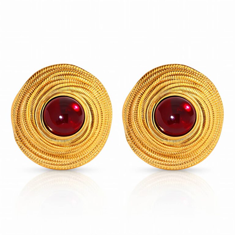 18K gold plated stainless steel stud earrings 1.8 cm